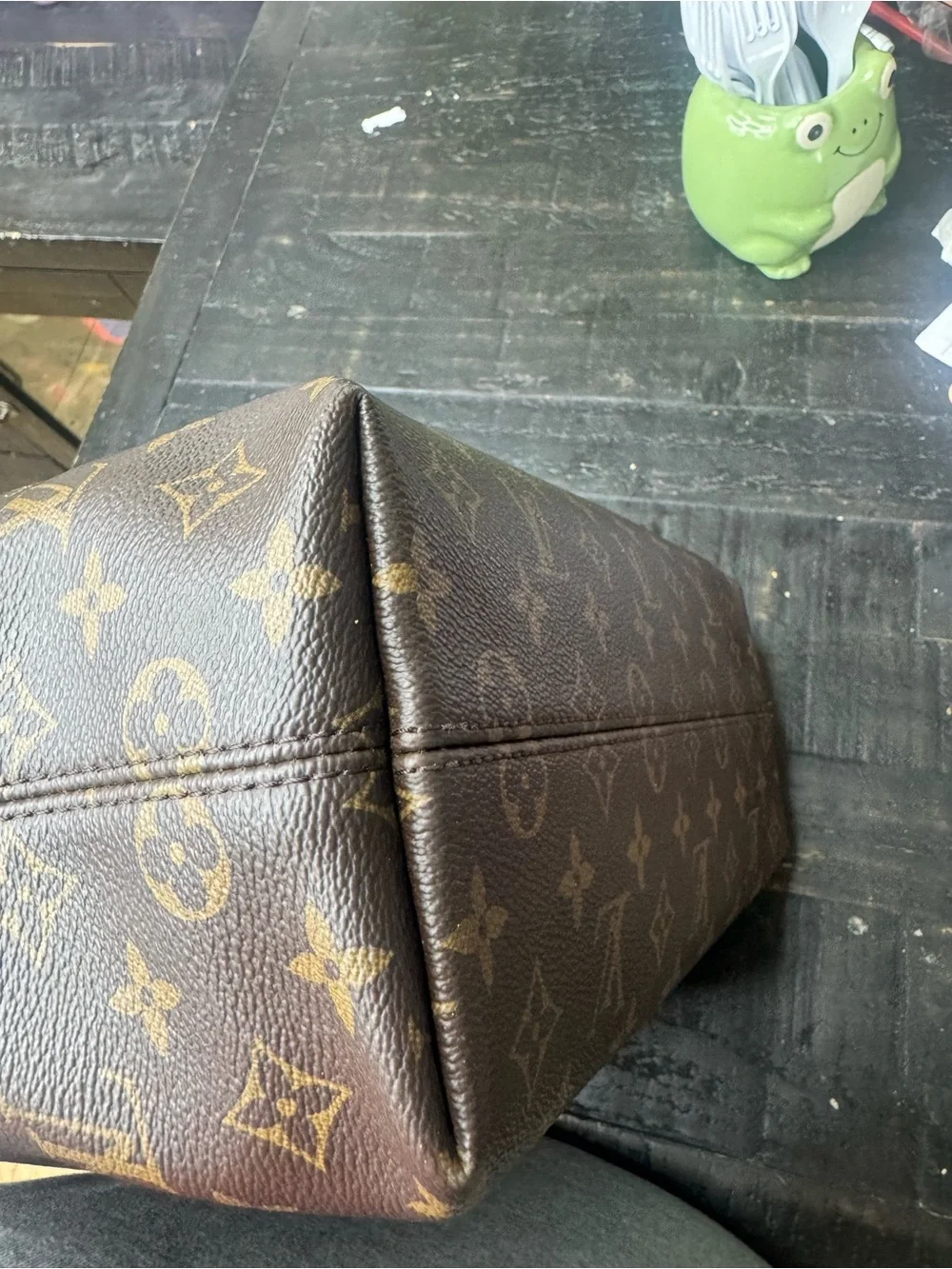 Louis Vuitton Brown Monogram Canvas Shoulder Bag with Tan Trim